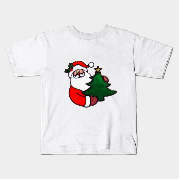 Santa holding a Christmas tree Kids T-Shirt by Russell102